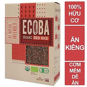 Gạo lứt đỏ hữu cơ Ecoba Huyết Rồng 1kg - Combo 3 hộp tổng 3kg