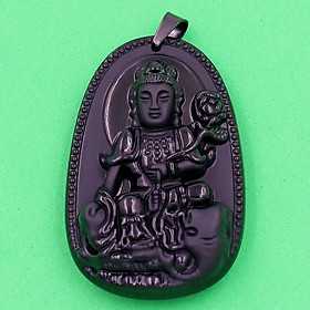 Mặt Phật Bồ Tát Phổ Hiền thạch anh đen 3.6cm - phật bản mệnh tuổi Thìn, Tỵ