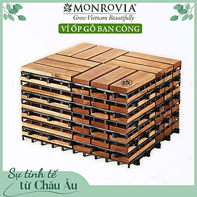 Mua Ván gỗ lót sàn ban công thương hiệu MONROVIA  tiêu chuẩn Châu Âu  9 Vỉ ốp gỗ lót sàn  vỉ nhựa gỗ lót ban công  ngoài trời  hành lang  sân vườn  hồ bơi  vỉ gỗ tự nhiên 12 nan hoặc 6 nan  siêu bền  chịu nước tốt