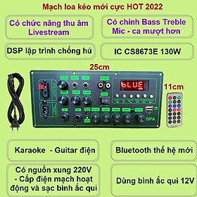 Hình ảnh Mạch loa kéo CS8673E 130W, thu âm LIVESTREAM, DSP lập trình chống hú có chỉnh Bass Treble Micro, nguồn xung