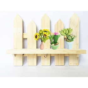 Kệ đa năng Kệ gỗ treo tường trang trí hình hàng rào gỗ thông KT D32xC25cm 