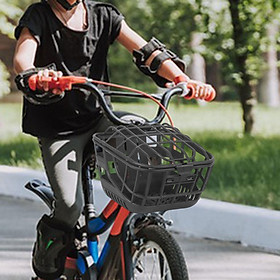 Front Bike Basket with Lid Lightweight Pet Carrier Pannier  Basket Bike Handlebar Basket for Mountain Road Bikes, Kids Bikes (Black)