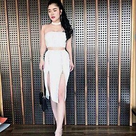 Sét cúp ngực chân váy dây kéo kèm vòng cổ