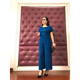 Bộ Đồ Trung Niên - Bộ Đũi Cao Cấp - Bộ Đũi Họa Tiết Tròn - Dành Cho các Quý Bà U40 - U50 - U60 - U70 - Laddy Store