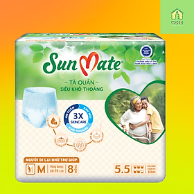 Combo 2 Gói Tã Quần Người Lớn Sunmate Khô Thoáng M8 (8 Miếng/ Gói)