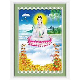 Tranh thêu chữ thập 3D Phật Bà Quan Âm đem lại sự an vui cho gia đình bạn 88963- KT:31x40cm