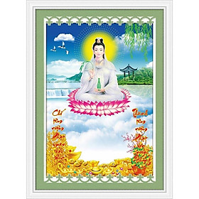 Mua Tranh thêu chữ thập 3D Phật Bà Quan Âm đem lại sự an vui cho gia đình bạn 88963- KT:31x40cm