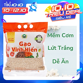 Gạo Lứt VietGAP Vinh Hiển - túi 2KG - dẻo mềm, thơm ngon, đạt chuẩn VietGAP