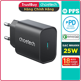 Mua Adapter Củ Sạc Nhanh Type C 25W PPS PD3.0 CHOETECH PD6003 Sạc Nhanh iPhone  iPad Samsung  Vivo  Xiaomi  Oppo - Hàng Chính Hãng