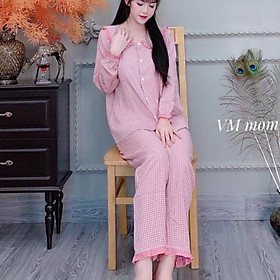 Bộ bầu và sau sinh DÀI TAY Xuân Hè cho con bú, size 43->70kg, chất kate thái, cho bà bầu mặc nhà