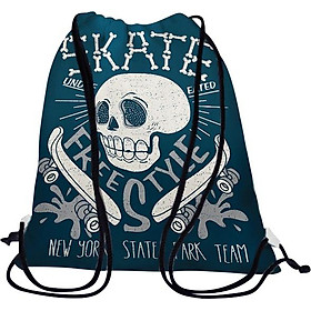 Túi rút Đầu lâu trắng Skate nền xanh - BDAT011