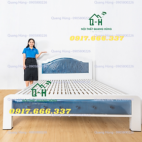 Mua Giường sắt hộp vuông cao cấp có nệm bọc màu xanh dương
