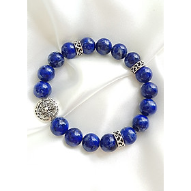 Vòng Tay Laliz Nam Mệnh Thủy, Mộc Đá Lapis Lazuli 11ly Kết Hợp Charm Bạc Tròn - TAR.23