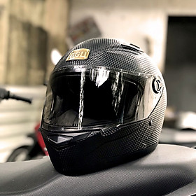 Mũ bảo hiểm fullface AGU đen vân carbon cao cấp