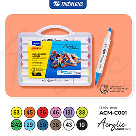 Bút sơn/ Bút lông 12/24/36 màu - Acrylic Markers 2 đầu ngòi ThiênLong Colokit - Màu sắc tươi sáng Trang trí đa chất liệu