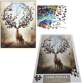 Bộ Tranh Ghép Xếp Hình 1000 Pcs Jigsaw Puzzle Chú Hươu Huyền Bí Bản Đẹp Cao Cấp