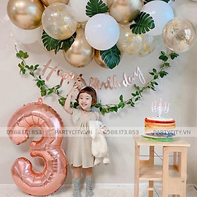 Mua 【PartyCityvn】Set trang trí sinh nhật Hàn Quốc màu xanh kèm lá phù hợp bé trai  bé gái và người lớn