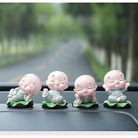 Mua Tượng Chú Tiểu Ngồi Thiền Lá Sen An Yên Trang Trí Xe ÔTô Bàn Làm Việc