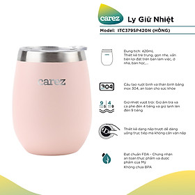 Mua Ly Giữ Nhiệt Carez ITC379SP420N - HỒNG- 420ml  Inox 304  Không chứa BPA - Giữ nóng đến 4 tiếng  giữ lạnh đến 9 tiếng - Hàng chính hãng