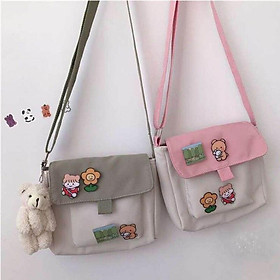 Shopping Bags Women Sweet Kawaii Printed Canvas Leisure Daily Shop Bag Crossbody Shoulder Satchel Purse New