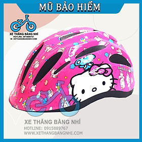 Mũ bảo hiểm trẻ em cho bé họa tiết - Size M cho bé từ 3 tuổi đến7 tuổi - 03 Mèo Kitty hồng