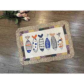 Thảm chùi chân - Cá 6 con viền hoa nâu - TCC11512