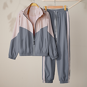 LAROMA Bộ Quần Áo Gió Nữ 2 lớp | Sọc Đơn - Thiết Kế Basic - Giữ Ấm - Cản Gió - Bền Bỉ - Co Dãn Nhẹ