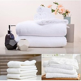 Mua Combo 2 Khăn Trắng 100% Cotton Cao Cấp - Dùng cho Gđ  Khách Sạn  Spa  Homestay : 2 Kích Thước Chuẩn (60*120cm) & (40*90c