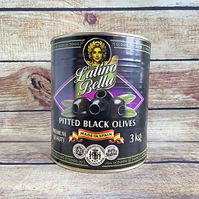 Quả Oliu Đen tách hạt Pitted Black Olives hộp 3KG