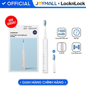 Bàn chải đánh răng điện LocknLock ENR331WHT, Hàng chính hãng, 4 chế độ làm sạch, dung lượng 1500mAh - JoyMall