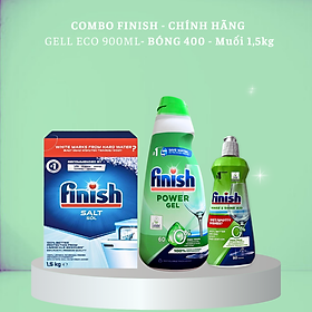 Combo finish eco : gel rửa bát finish eco 900ml + bóng finish eco 400ml + muối 1,5kg