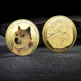 Dogecoin Doge Commemorative Coins Collectors Desktop Display Decor Golden