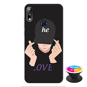 Ốp lưng điện thoại Asus Zenfone Max Pro M2 hình Chàng Trai Thả Tim tặng kèm giá đỡ điện thoại iCase xinh xắn - Hàng chính hãng