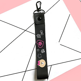 Móc khóa dây Strap dây vải DAY-DT-gấu nơ dây đen