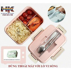 HỘP CƠM LÚA MẠCH 3 NGĂN KÈM ĐŨA VÀ THÌA INOX h12 89