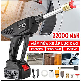 Máy Xịt Rửa Xe Bằng Pin 2 Chế Độ Cực Mạnh, Pin Công Suất 199V . Tặng Kèm Bình Xịt Bọt Tuyết. Bảo hành 12 tháng.