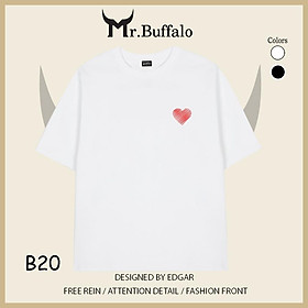Áo Thun Đôi, Cặp Mr.Buffalo "Trái tim" Tshirt Cotton 100% có bigsize Unisex Local Brand B20 - Trắng, Trắng