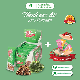 Thanh gạo lứt ngũ cốc Nonglamfood Hạt và Chà Bông - Rong Biển - Trái Cây Top Energy Bar Hộp16 Thanh -  Bánh ăn kiêng dinh dưỡng thay thế bữa ăn sáng - Ngon chu