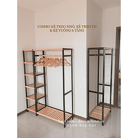 Mua COMBO KỆ TREO QUẦN ÁO - COMBO IRON CLOSET - MÀU ĐEN PHỐI GỖ (ẢNH THẬT  CÓ SẴN)