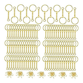 50 Pcs 25mm Keyring Blank Gold Plated  Key Chain Findings Split Rings - Gold