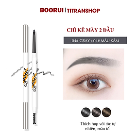 Chì kẻ mày 2 đầu đa năng Boorui - Bút kẻ mày không thấm nước lâu trôi, nét mảnh 5 màu tự nhiên trang điểm mắt chuyên nghiệp cho nữ