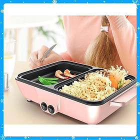 Mua Bếp điện 2 ngăn 2 trong 1 vừa ăn lẩu vừa ăn nướng  chống dính tiện lợi 2-5 người ăn - Hàng Chất Lượng