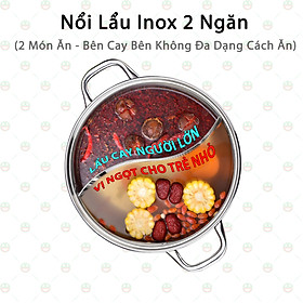 Mua  Độc Lạ  Nồi Lẩu Inox 2 Ngăn Nắp Thủy Tinh KhoNCC Hàng Chính Hãng - Nấu 2 Món Ăn Cho Khẩu Vị Riêng - KLVQ-NL2N (Inox)