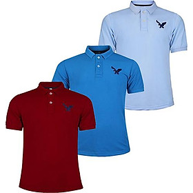 Áo thun polo nam có cổ bẻ phối logo thêu trước ngang ngực cao cấp trẻ trung thương hiệu Doka, Combo 3 áo - ĐBPS19 - Đỏ Đô, Xanh Dương, Xanh Môn
