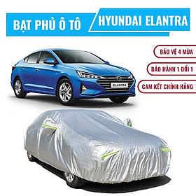 Bạt phủ xe ô tô 5 chỗ Hyundai Elantra, Bạt trùm xe Elantra cao cấp 3 lớp dày dặn chống nắng mưa, chống xước