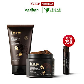 Bộ 3 Cà phê Đắk Lắk tẩy da chết Cocoon: Cơ thể 200ml + Da mặt 150ml + Son môi 5g