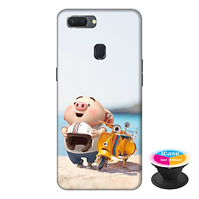 Ốp lưng điện thoại Oppo A5S hình Heo Con Đi Phượt tặng kèm giá đỡ điện thoại iCase xinh xắn - Hàng chính hãng
