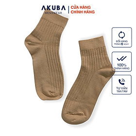 Vớ cao cổ gân dệt logo Akuba cotton kháng khuẩn mềm mại - 01U0072