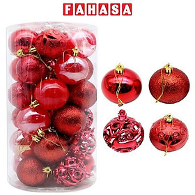 Hộp 30 Trái Châu Trang Trí Giáng Sinh - 6ADIKE30 - Màu Đỏ