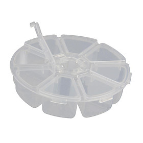 8-Grid Round Clear Plastic Jewelry Craft Tool Storage Box Organizer Bin Case